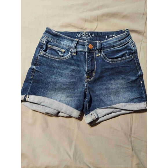 Pants - Arizona Jean Co Blue Cuffed Hem Front And Back Pockets Denim Shorts Size 1